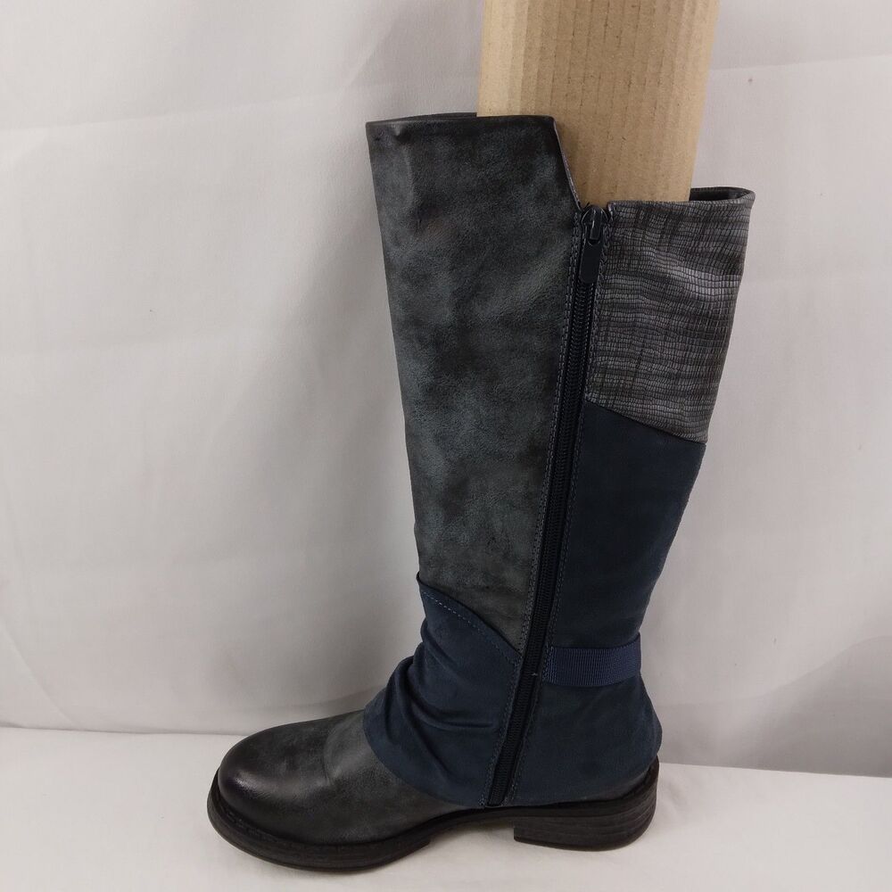 Rieker 92284-45 Franka Gray Blue Buckle Knee-High Boots Steampunk Size EU 37 6 - Picture 8 of 16